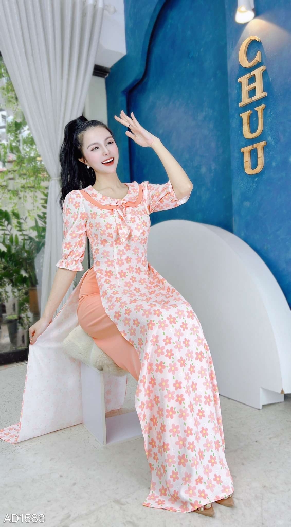 Áo Dài Khăn Quàng Nữ Sinh AD1563 (áo lẻ)