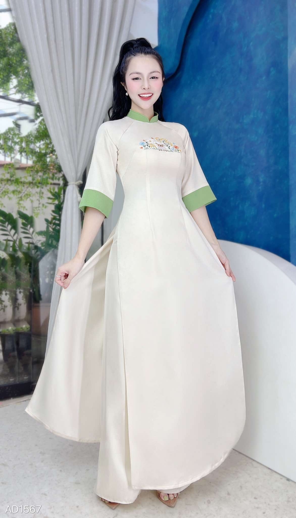 Áo Dài Lụa Ước Sao Mộc AD1567 (áo lẻ)