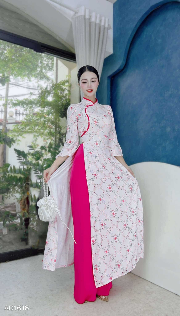 Áo Dài Hoa Tay Loe Xẻ AD1616 (áo lẻ)