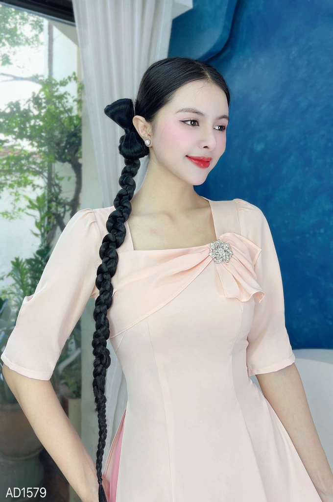 Áo Dài Nơ Khuy To AD1579 (áo lẻ)
