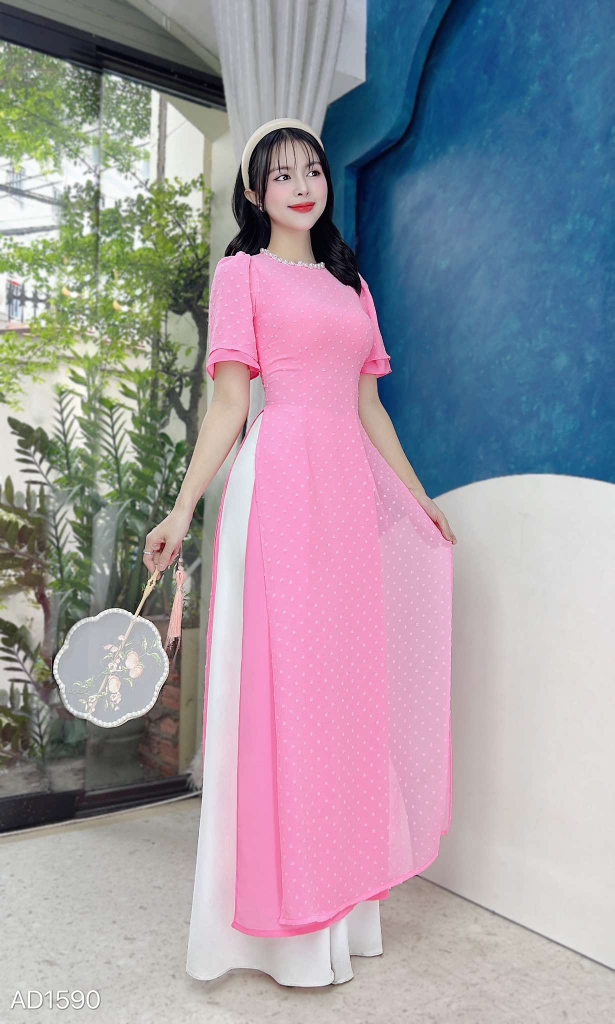 Áo Dài 4T Cổ Cườm Bọt Biển AD1590 (áo lẻ)