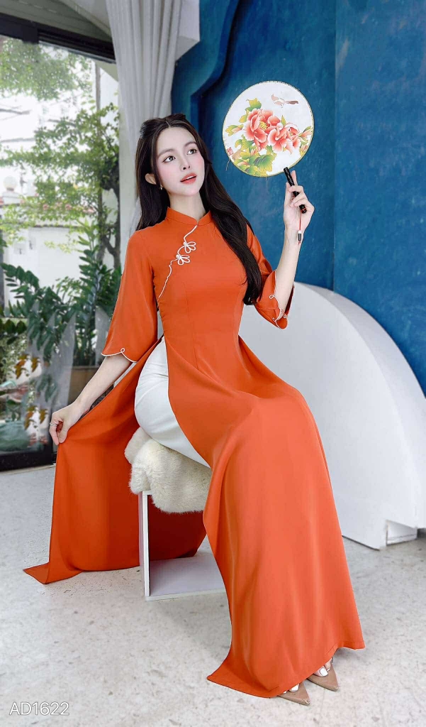 Áo Dài Bông Sen 3 Cánh AD1622 (áo lẻ)