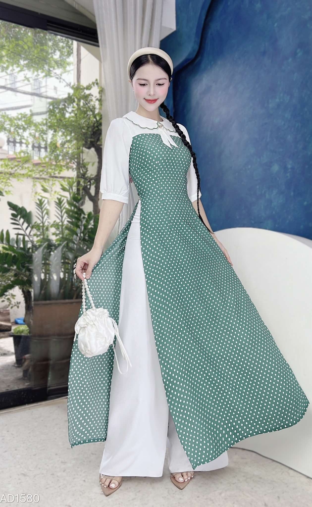 Áo Dài Bi Cổ Sóng AD1580 (áo lẻ)