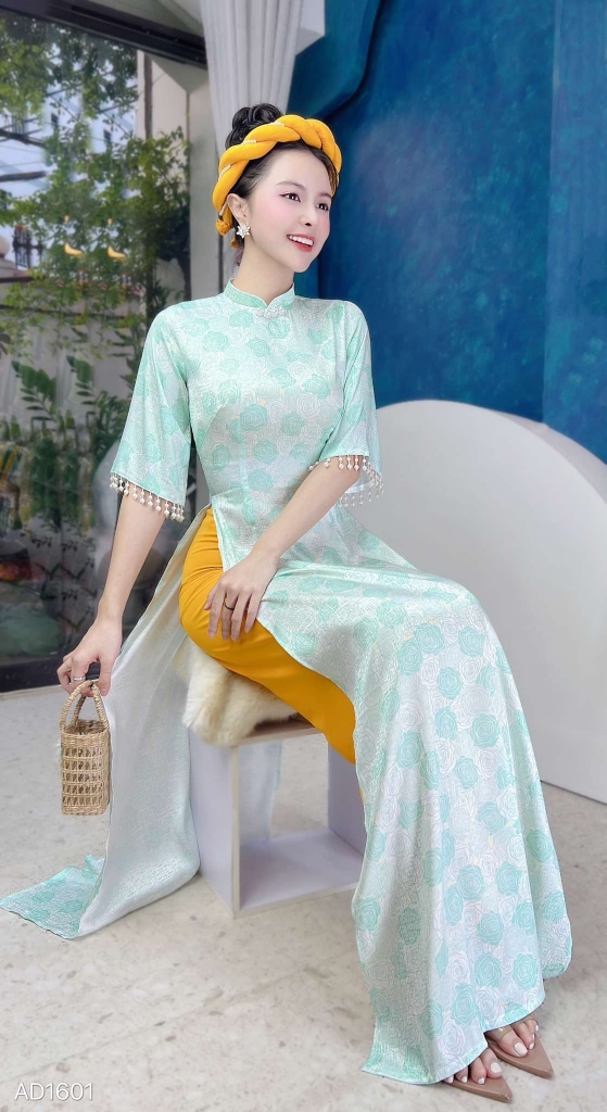 Áo Dài Hoa Hồng Thủy Tinh AD1601 (áo lẻ)