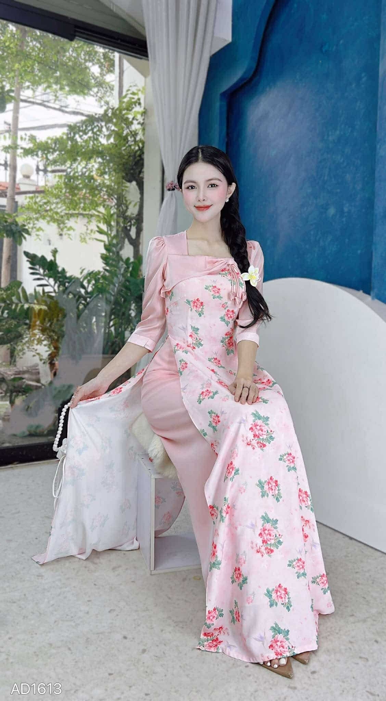 Áo Dài Nơ Chéo Nụ Tulip AD1613 (áo lẻ)