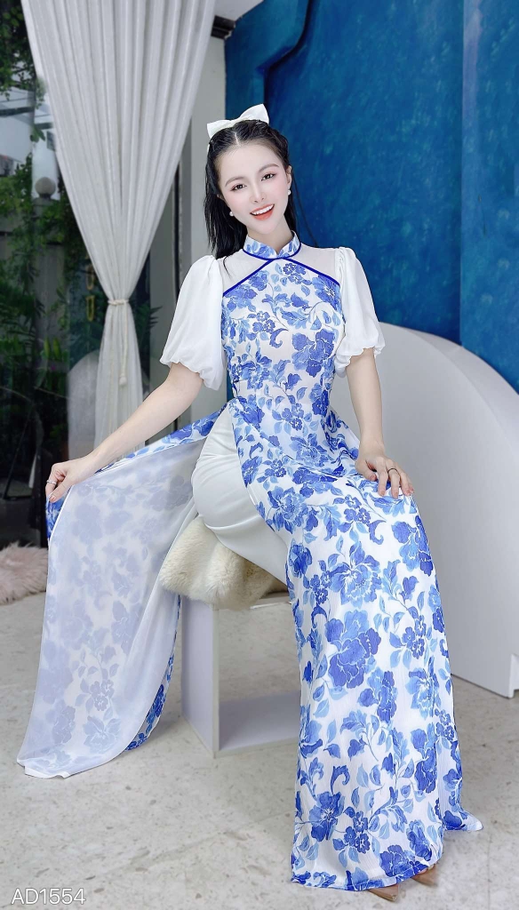 Áo Dài 4T Viền Tam Giác AD1554 (áo lẻ)