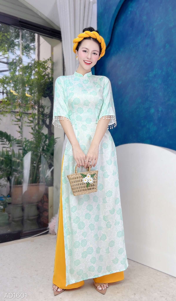 Áo Dài Hoa Hồng Thủy Tinh AD1601 (áo lẻ)