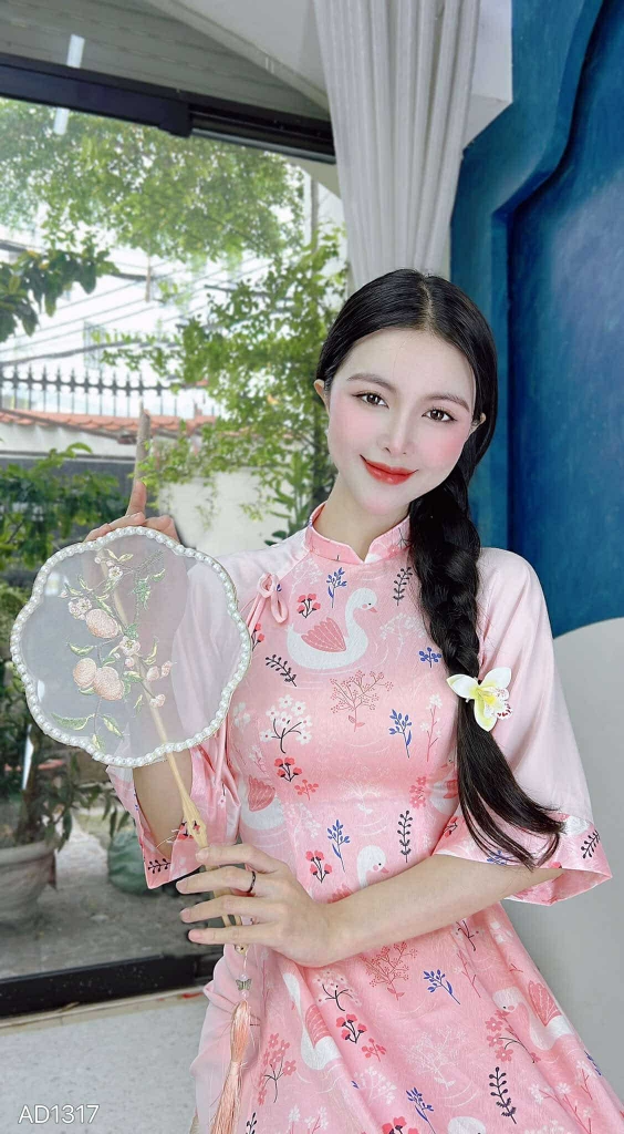 Áo Dài Tay A Viền Hoa AD1317 (áo lẻ)