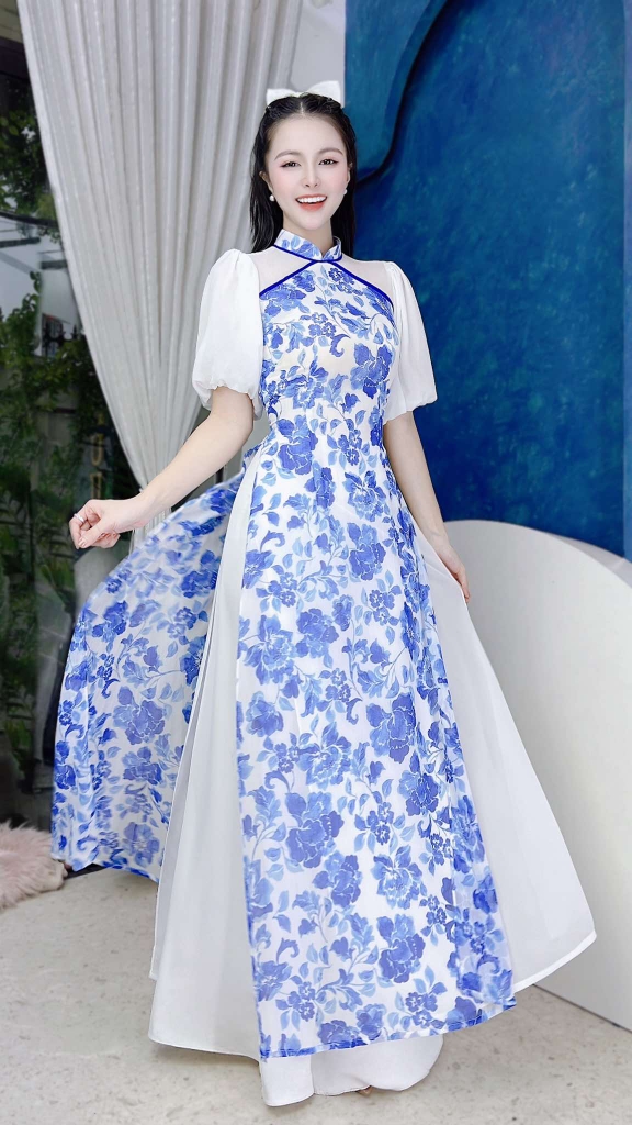 Áo Dài 4T Viền Tam Giác AD1554 (áo lẻ)