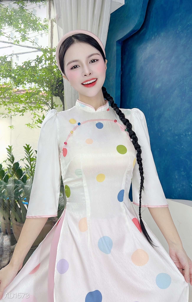 Áo Dài Chấm Tròn City AD1573 (áo lẻ)