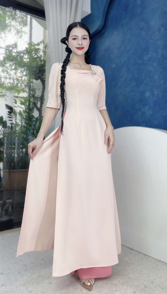 Áo Dài Nơ Khuy To AD1579 (áo lẻ)