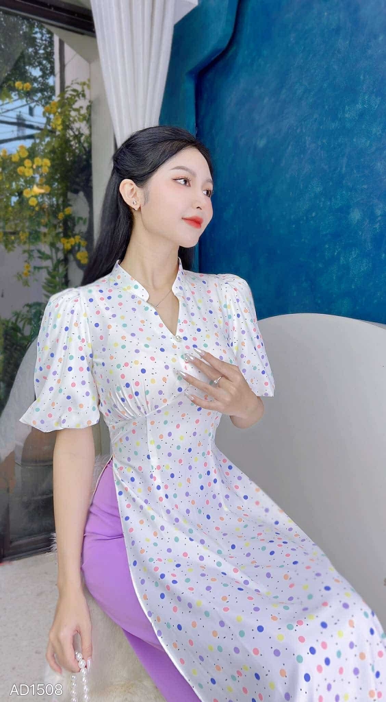Áo Dài Cổ Kim Cương Bi AD1508 (áo lẻ)