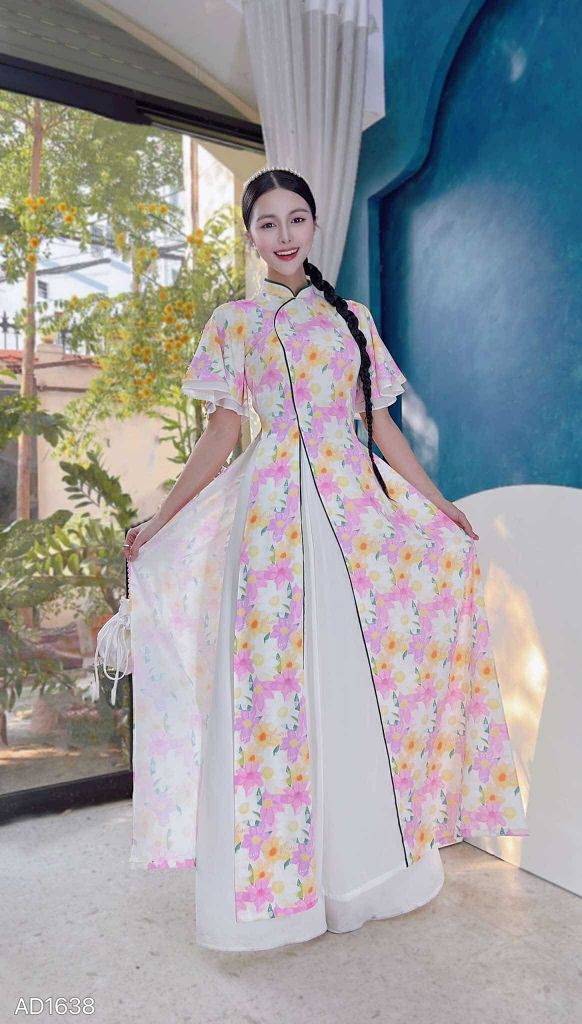 Áo Dài 3T Hoa Nước AD1638 (áo lẻ)