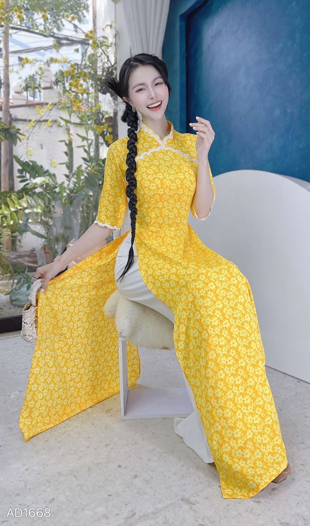 Áo Dài Ren Hoa Mai Nở AD1668 (áo lẻ)