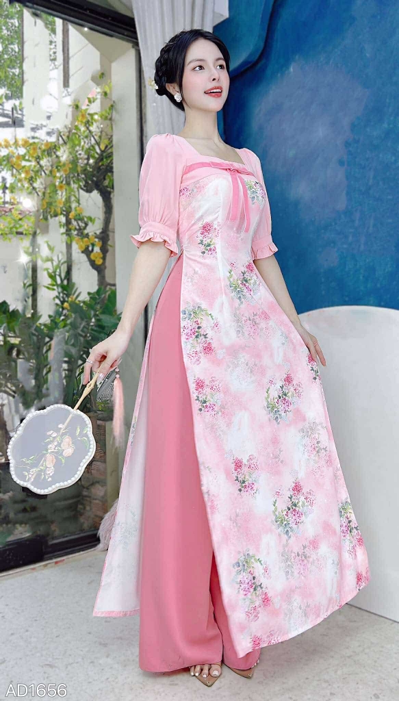Áo Dài Màu Nước Nơ Nhung AD1656 (áo lẻ)