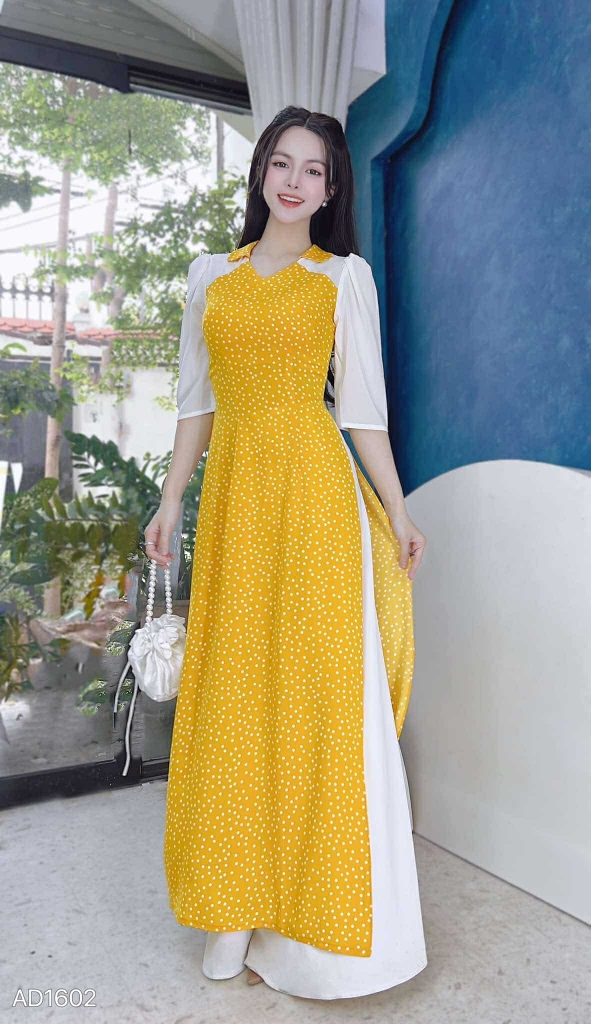 Áo Dài Cổ Bi Giả Yếm AD1602 (áo lẻ)