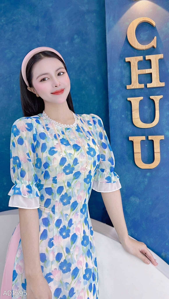 Áo Dài 4T Ren Giọt Mưa AD1595 (áo lẻ)