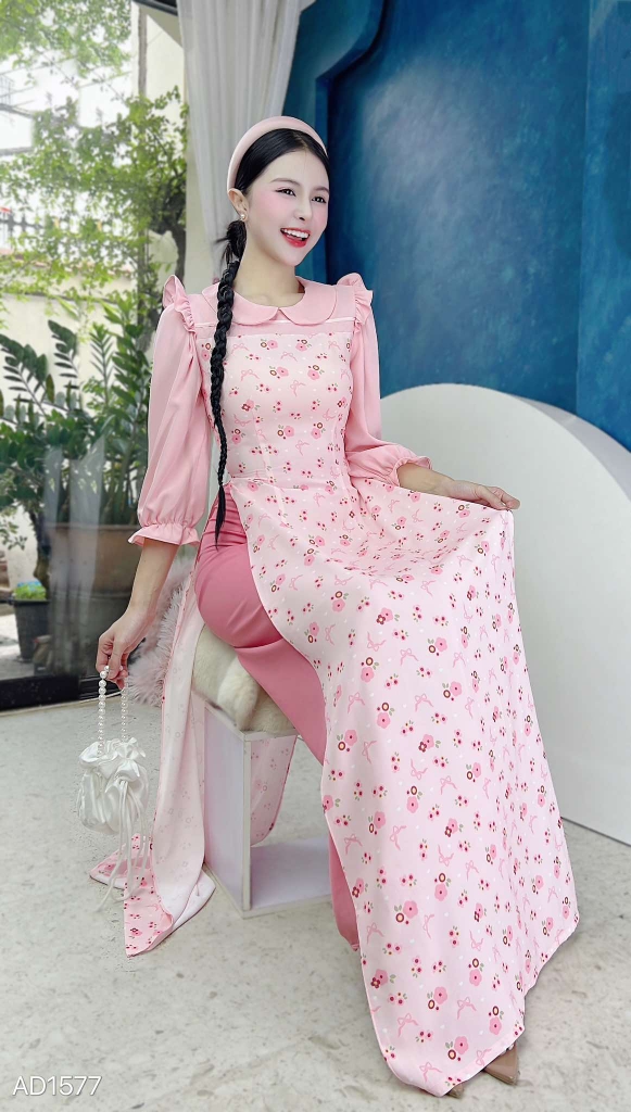 Áo Dài Cổ Sen Line Ngang AD1577 (áo lẻ)