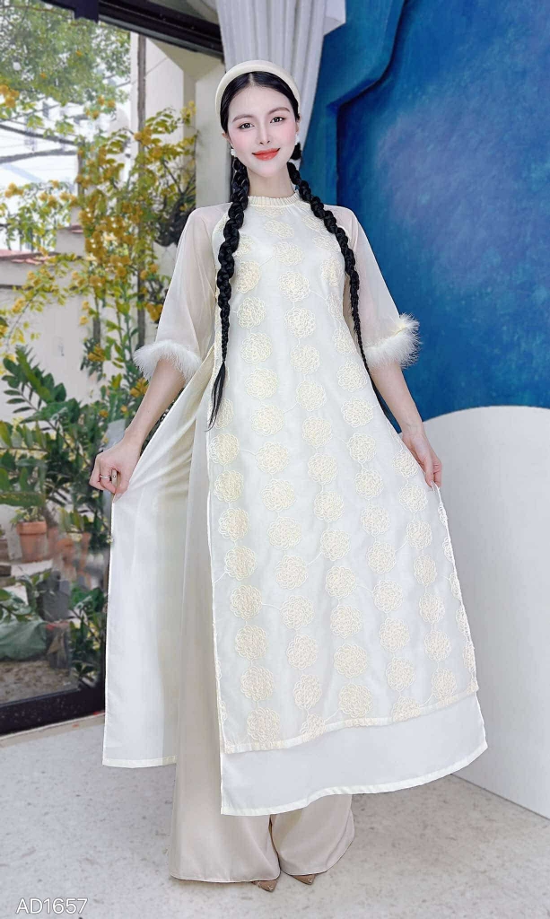 Áo Dài 4T Tay Tuyết 128cm AD1657 (áo lẻ)