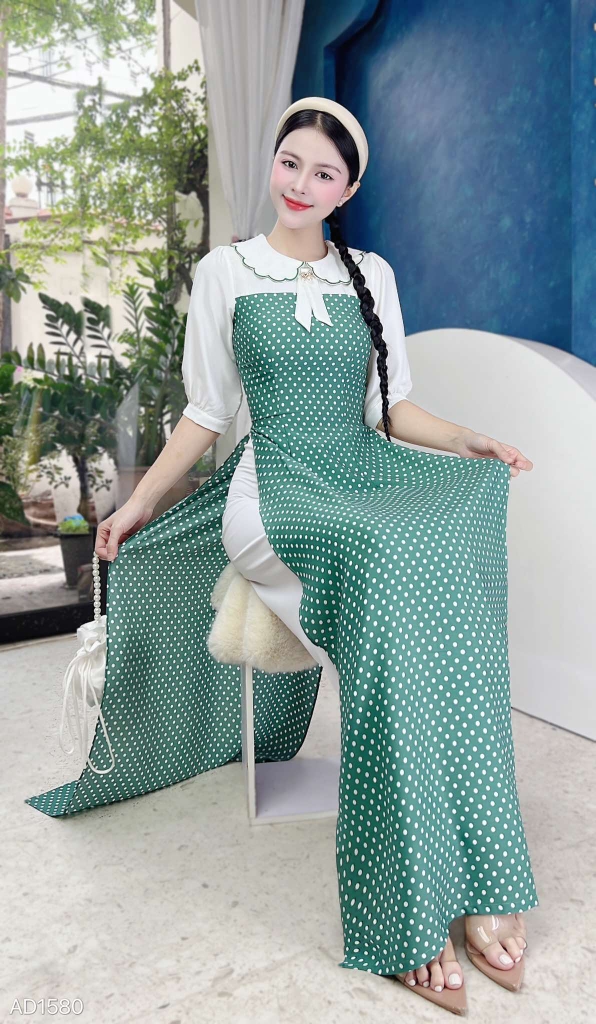 Áo Dài Bi Cổ Sóng AD1580 (áo lẻ)