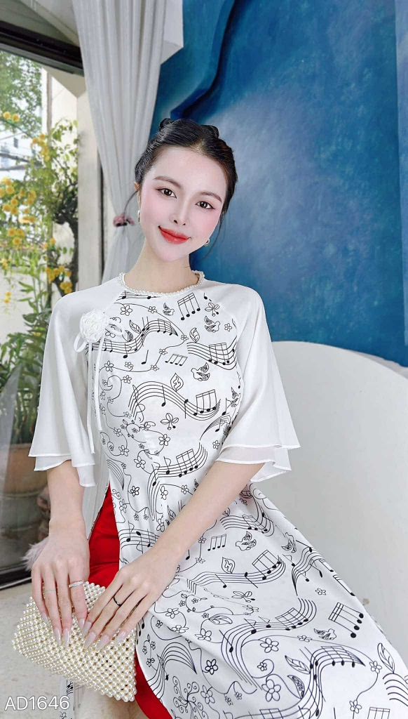 Áo Dài Tay Tơ Music AD1646 (áo lẻ)
