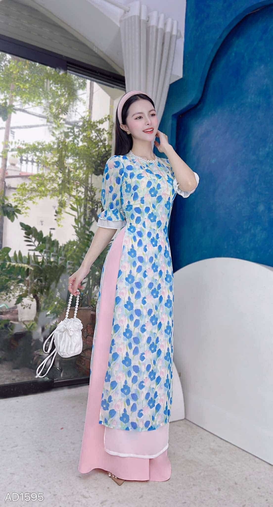 Áo Dài 4T Ren Giọt Mưa AD1595 (áo lẻ)