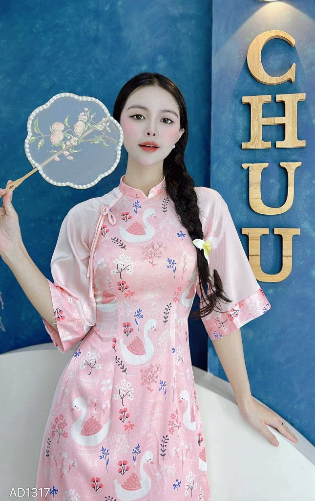 Áo Dài Tay A Viền Hoa AD1317 (áo lẻ)