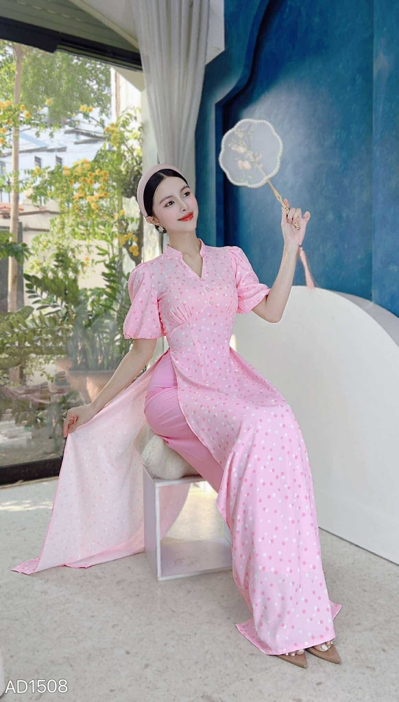 Áo Dài Cổ Kim Cương Bi AD1508 (áo lẻ)