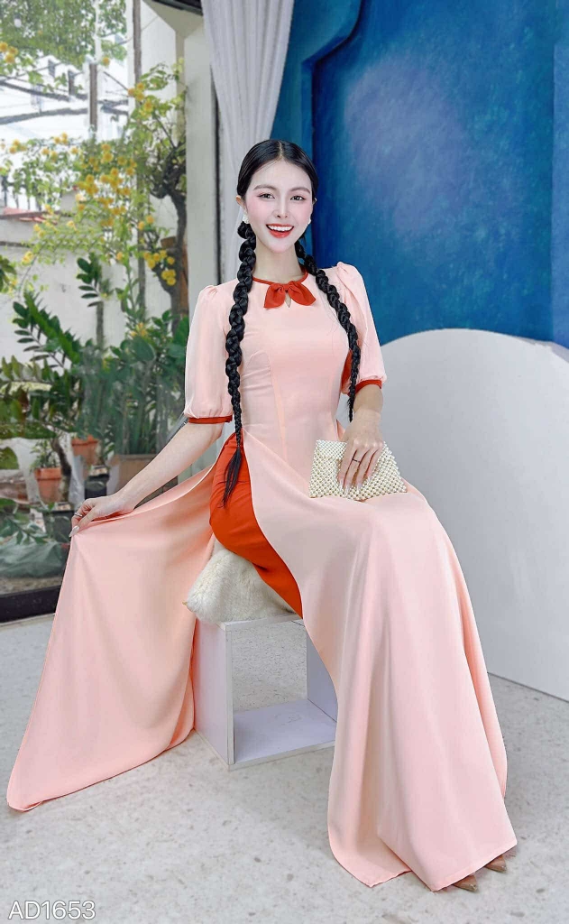 Áo Dài Lụa Ý TIE AD1653 (áo lẻ)