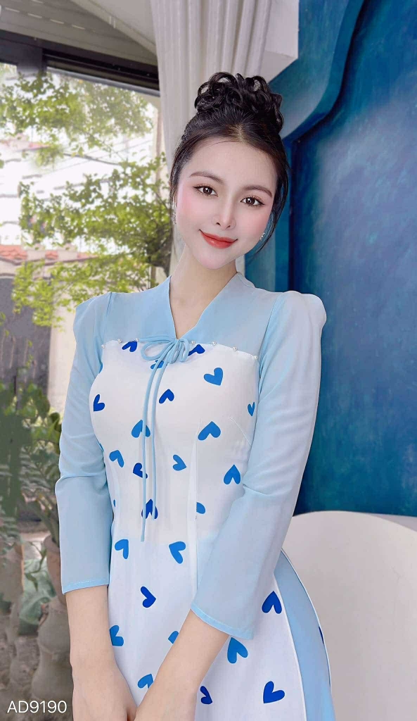 Áo Dài Hoa 4 Cánh AD9190 (áo lẻ)