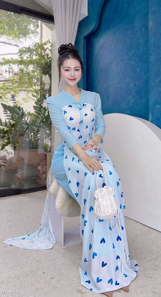 Áo Dài Hoa 4 Cánh AD9190 (áo lẻ)