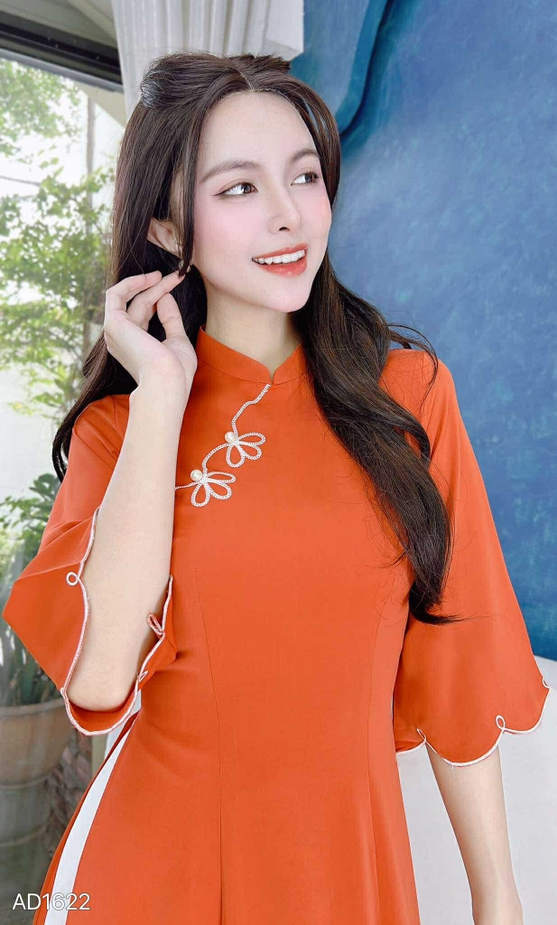 Áo Dài Bông Sen 3 Cánh AD1622 (áo lẻ)
