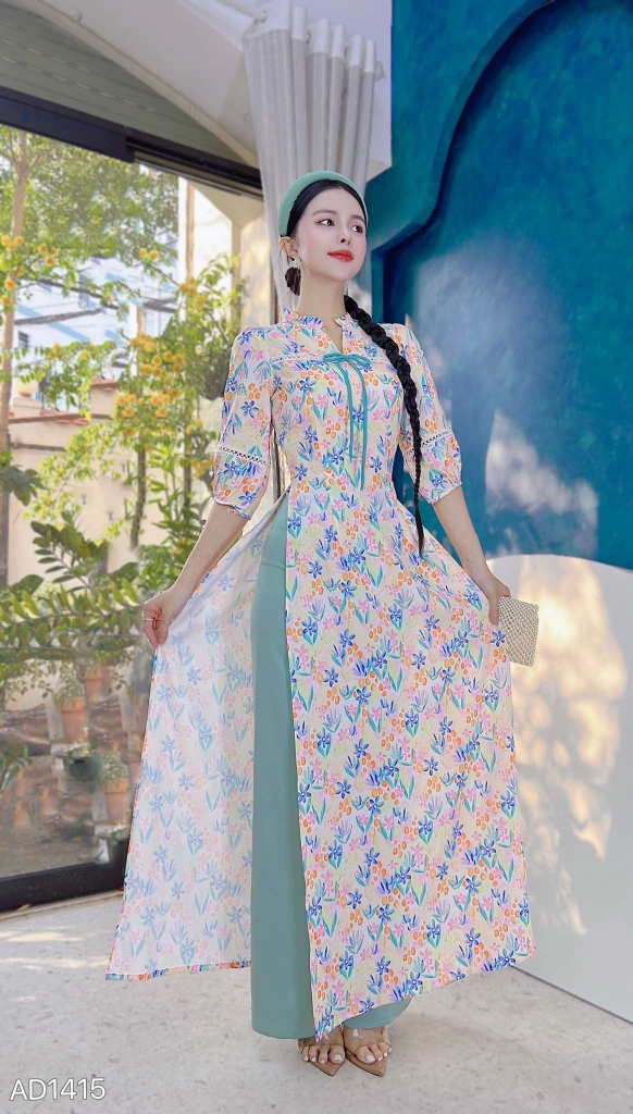 Áo Dài Cổ YY Ren AD1415 (áo lẻ)