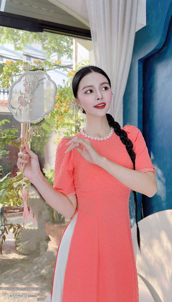 Áo Dài 4T Cổ Cườm Bọt Biển AD1590 (áo lẻ)