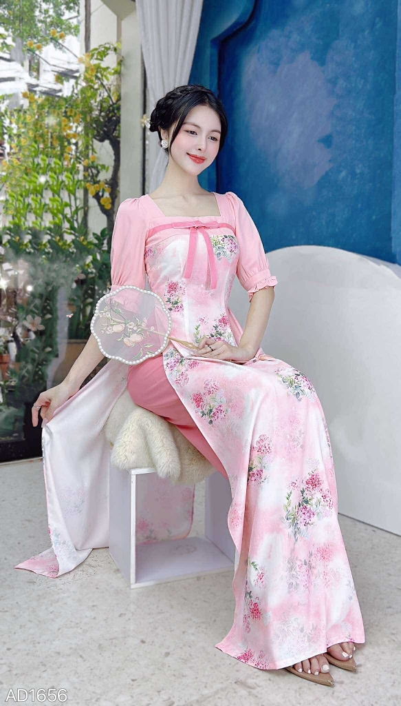 Áo Dài Màu Nước Nơ Nhung AD1656 (áo lẻ)