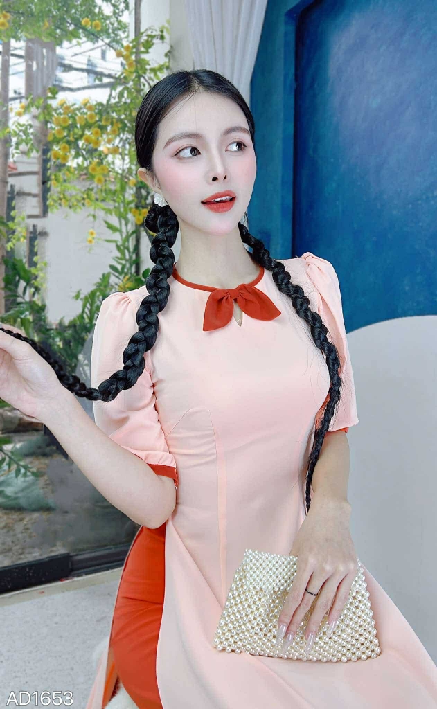 Áo Dài Lụa Ý TIE AD1653 (áo lẻ)