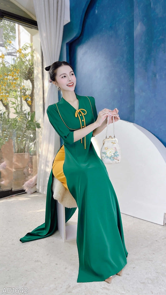 Áo Dài Cổ Tym Nút Bọc AD1642 (áo lẻ)