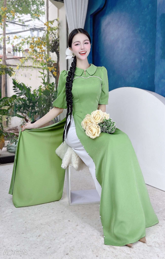 Áo Dài Cổ Sen Tà Ngọc AD1664 (áo lẻ)