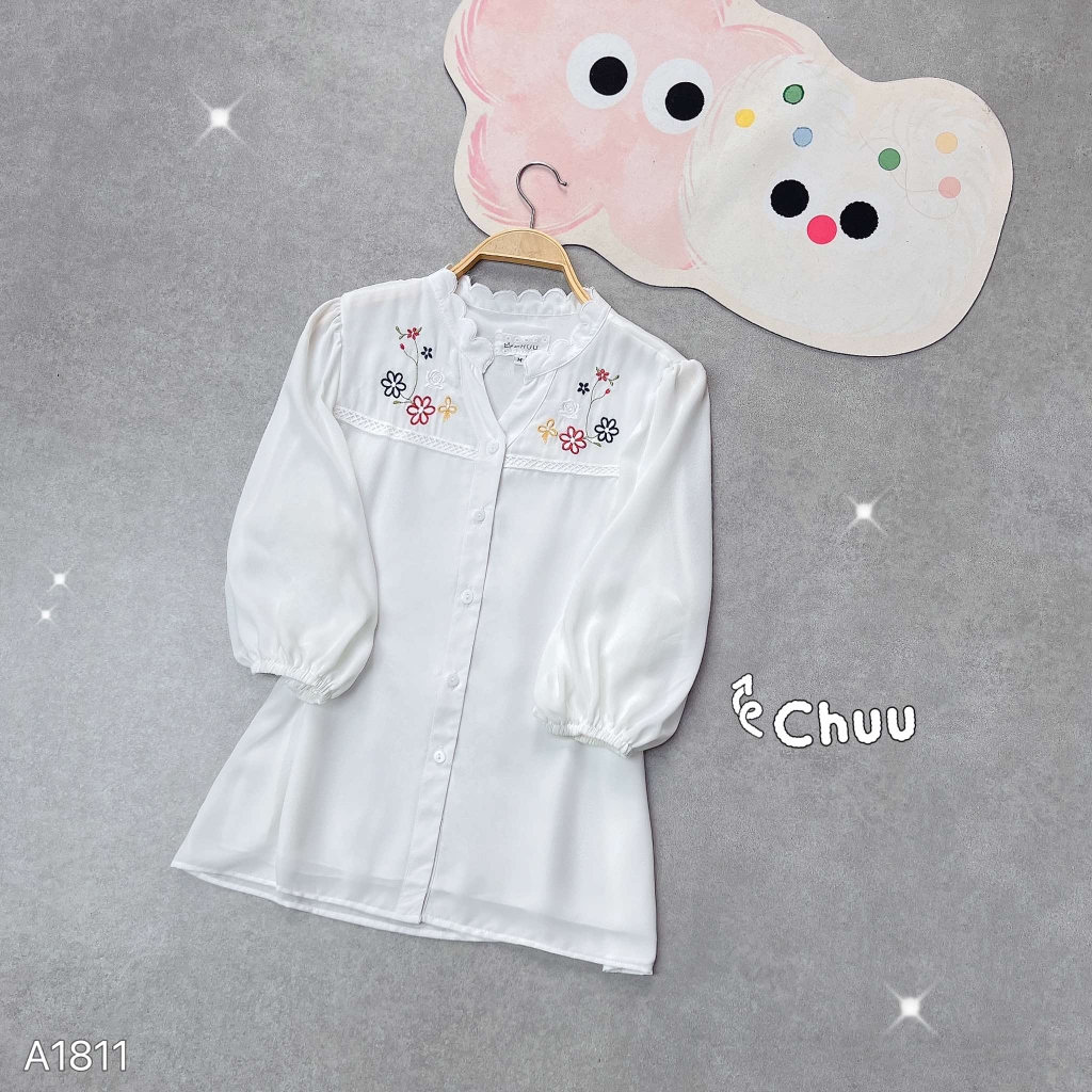 Áo Sơ Mi Thêu Vườn Hoa Nở A1811