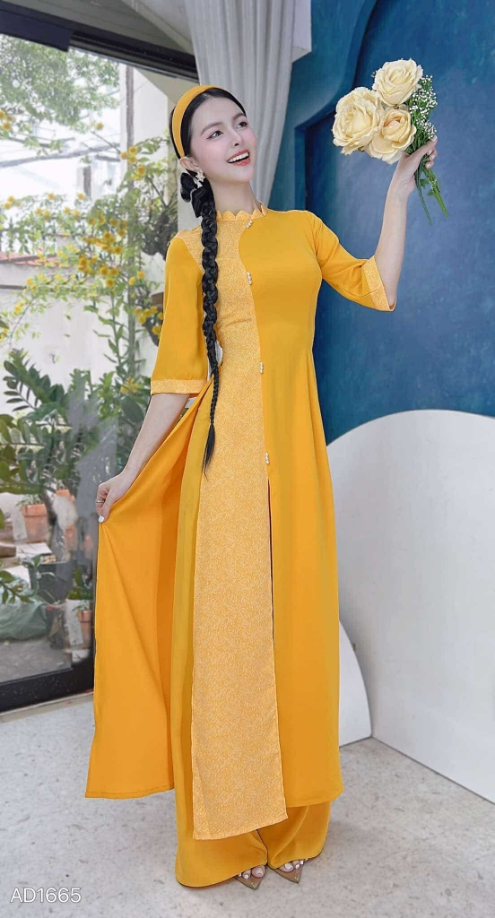 Áo Dài Cổ Lượn Tam Ngọc AD1665 (áo lẻ)