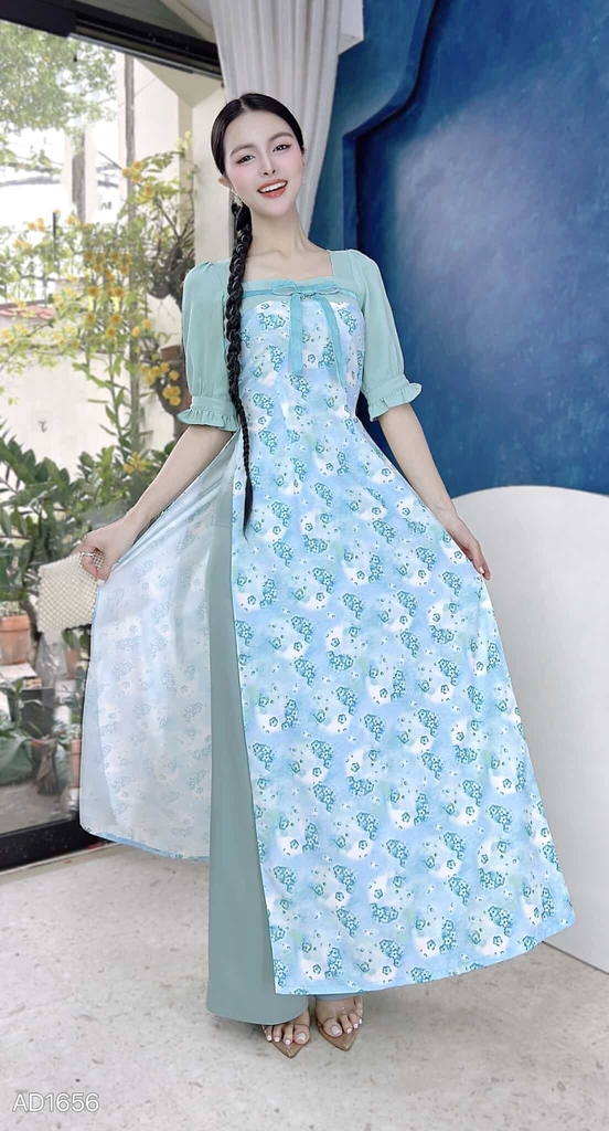 Áo Dài Màu Nước Nơ Nhung AD1656 (áo lẻ)