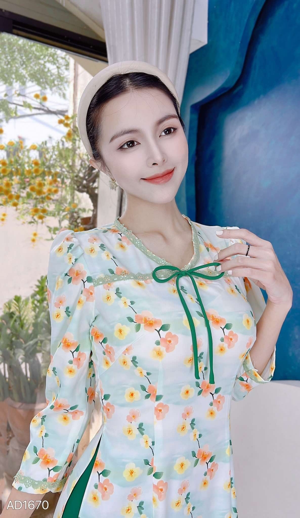 Áo Dài Cổ Tim Cầu Vồng AD1670 (áo lẻ)