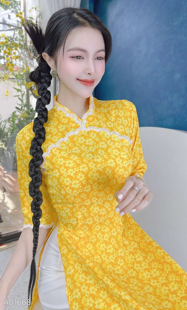 Áo Dài Ren Hoa Mai Nở AD1668 (áo lẻ)