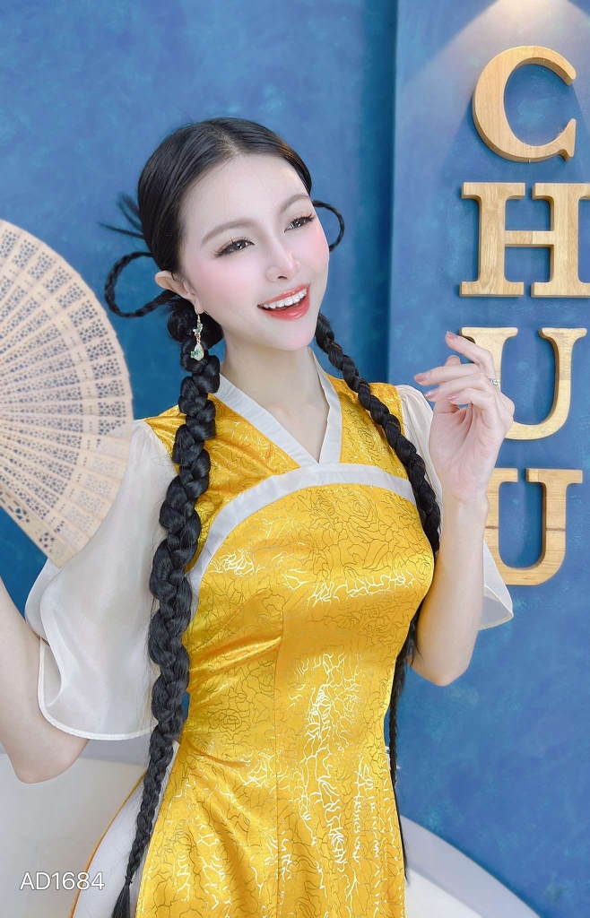 Áo Dài Saphia Kimono AD1684 (áo lẻ) - Vàng