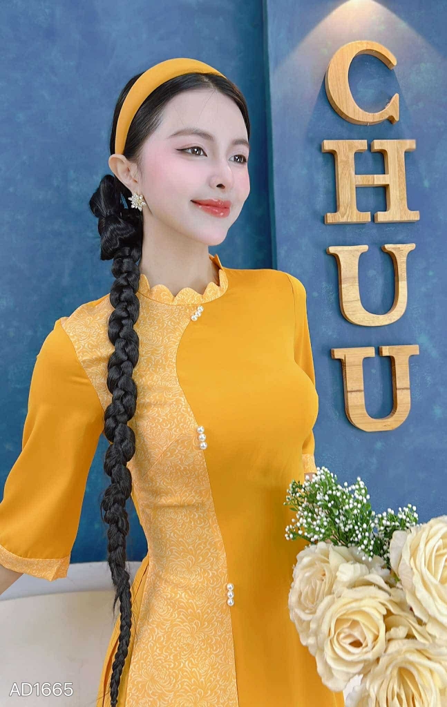 Áo Dài Cổ Lượn Tam Ngọc AD1665 (áo lẻ)