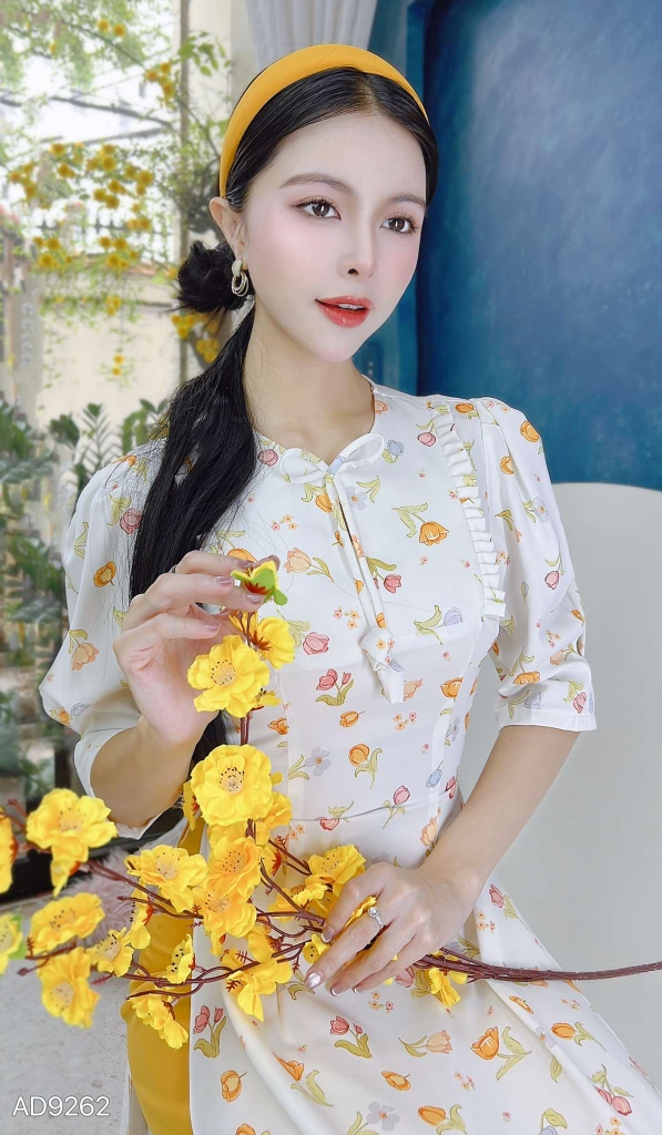 Áo Dài Nơ Nụ Bông AD9262