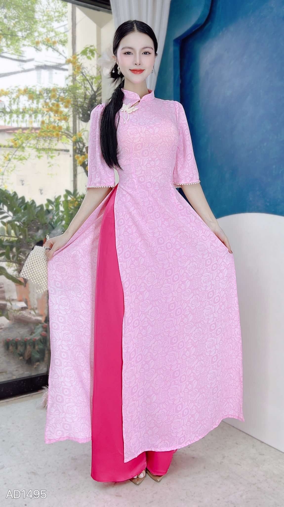 Áo Dài Mango Tay Chuỗi Châu AD1495 (áo lẻ)