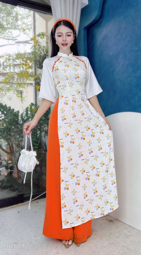 Áo Dài Nút Bọc Đối Xứng AD2689 (áo lẻ)