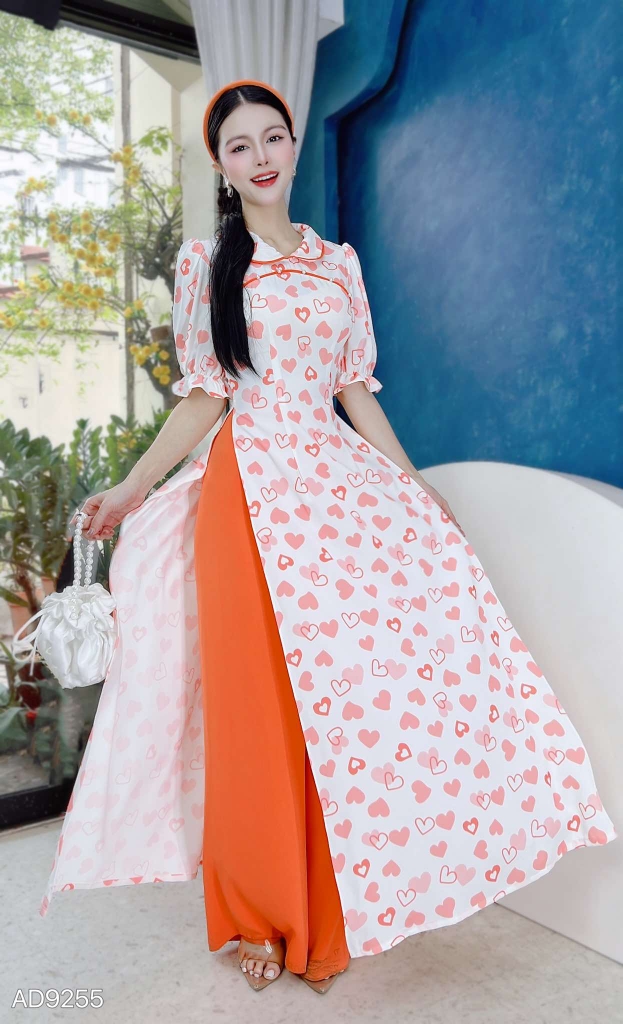 Áo Dài Cổ Sen Sao Mộc AD9255