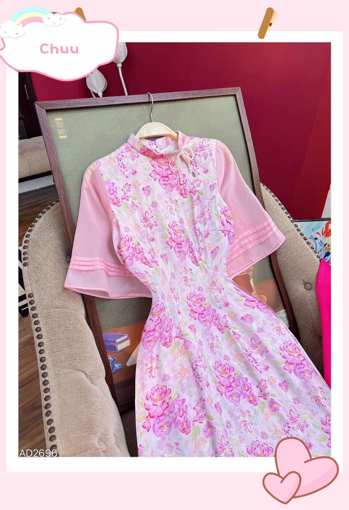 Áo Dài Tay Tơ 3 Li AD2696 (áo lẻ)